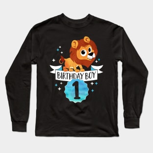 Birthday Boy Lion - One Year Child Baby Toddler Gift - 1st Birthday Long Sleeve T-Shirt